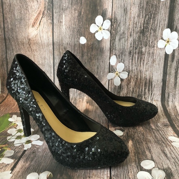 Gianni Bini Black Sparkly Closed-toed Heels - Picture 2 of 6